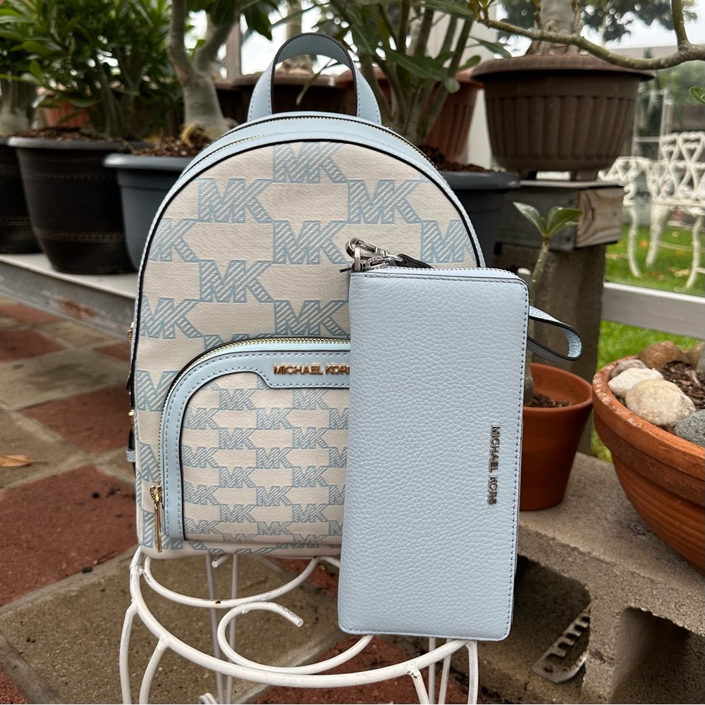 Michael Kors MK Logo Medium Backpack and Wallet
